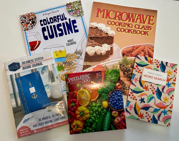 Screen-Free Comfort Kit | Vintage Cookbook, Puzzle, Coloring