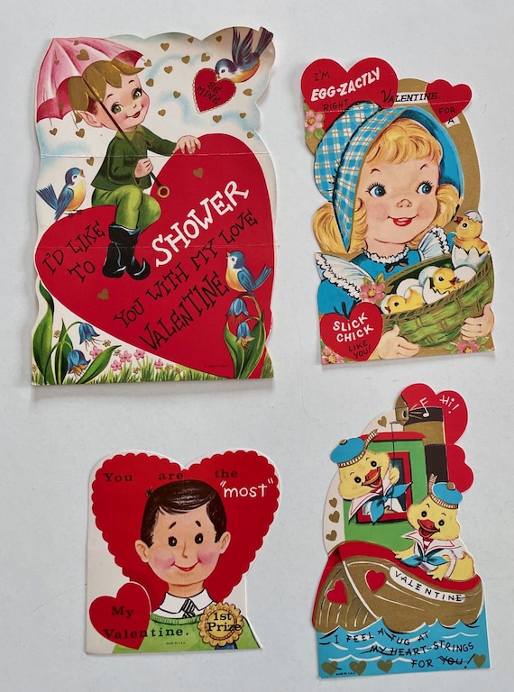 Vintage Valentine Cards, Set of 6