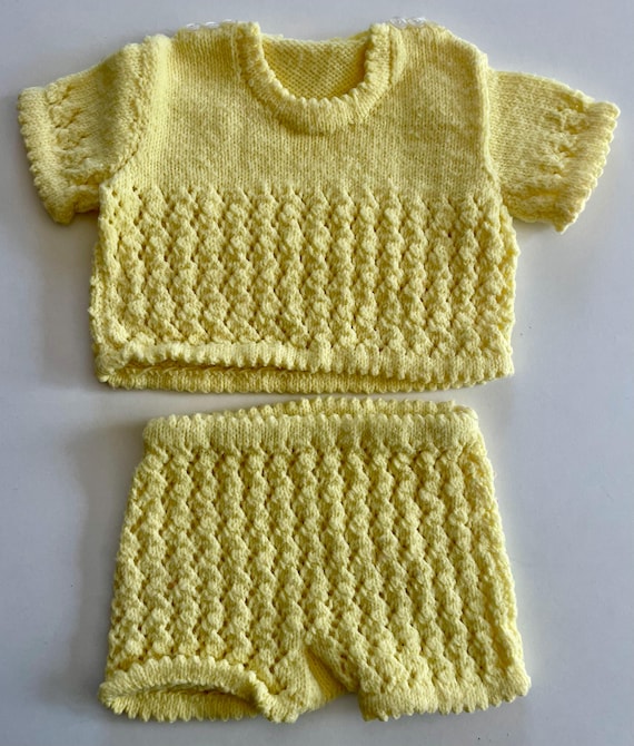 Handmade Knit Baby Set - Yellow