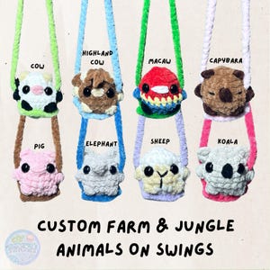 Custom Farm & Jungle Animals on Swings Crochet Plushie