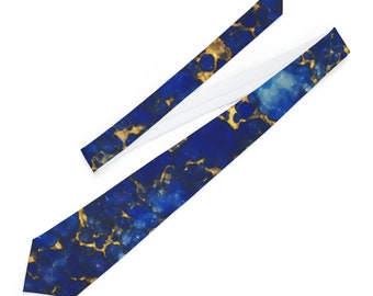 Lapis Lazuli Neck Tie - The Judgment Stone - Tribe of Issachar, Pattern 4