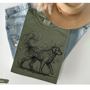 Abstract Dog Line Art Shirt: Minimalist Scribble Dog T-Shirt, Modern Sketch Animal Tee, Artsy Dog Lover Gift