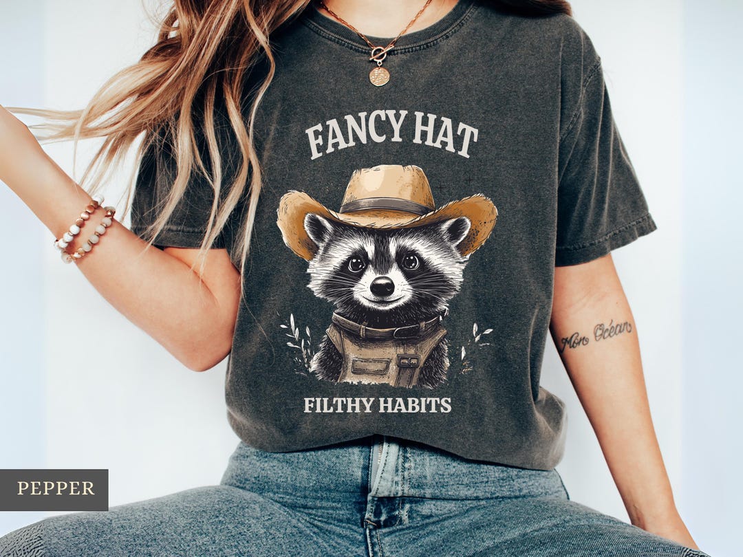 Funny Raccon Kits Fancy Hat, Filthy Habits Funny Raccoon Shirt, Retro Opossum Shirt ...