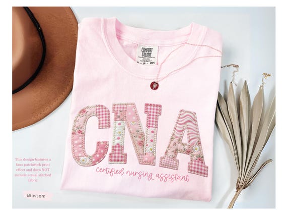 CNA Nurse Shirt Comfort Colors®, CNA Gift, Floral Faux Patchwork Certified Nursing Assistant Tee, Nurse Graduation Gift, CNA Shirt Gift