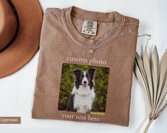 Comfort Colors® Custom Pet Shirt, Personalized Dog Photo Shirt With Name, Pet Lover Gift, Dog Mom Sweatshirt, Custom Pet Portrait Tee