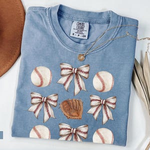 Comfort Colors® Coquette Baseball Shirt, Baseball Mom Shirt, Womens Baseball Shirt, Baseball Lover Shirt, Baseball Season, Baseball Bow Gift
