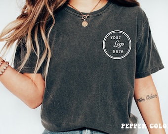 Custom Comfort Colors® Your Logo Here Shirt, Personalized Company Logo Tee, Business Logo Pocket Outfit, Sports Team Logo Clothing Gift Tee