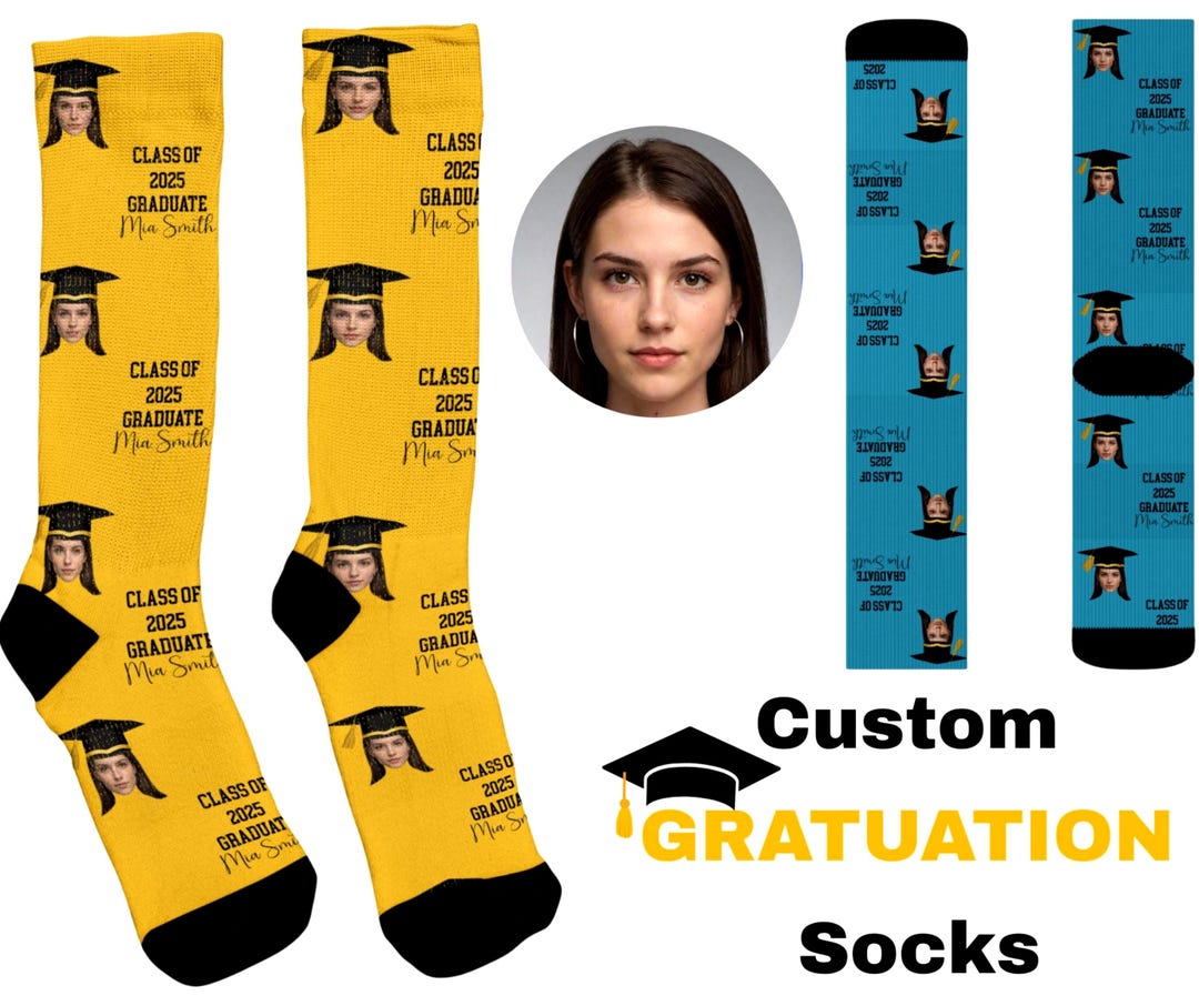 thumbnail image 2 of 2025 Graduation Socks – “If You Can Read This I’m A 2025 Grad” Funny Senior Gift Unisex 2 of 9