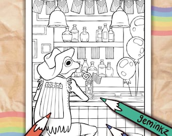 LGBTQ+ Pride Cowboy Frog Coloring Page – Relaxing Adult Coloring Sheet (Digital Download)
