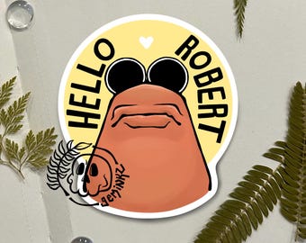 Sticker Marcus de VRChat-worm - Hallo Robert - glanzende vinylsticker