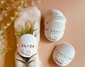 Personalized Handmade Clay Napkin Ring: Wedding, Engagement or Dinner Party or Baby Shower