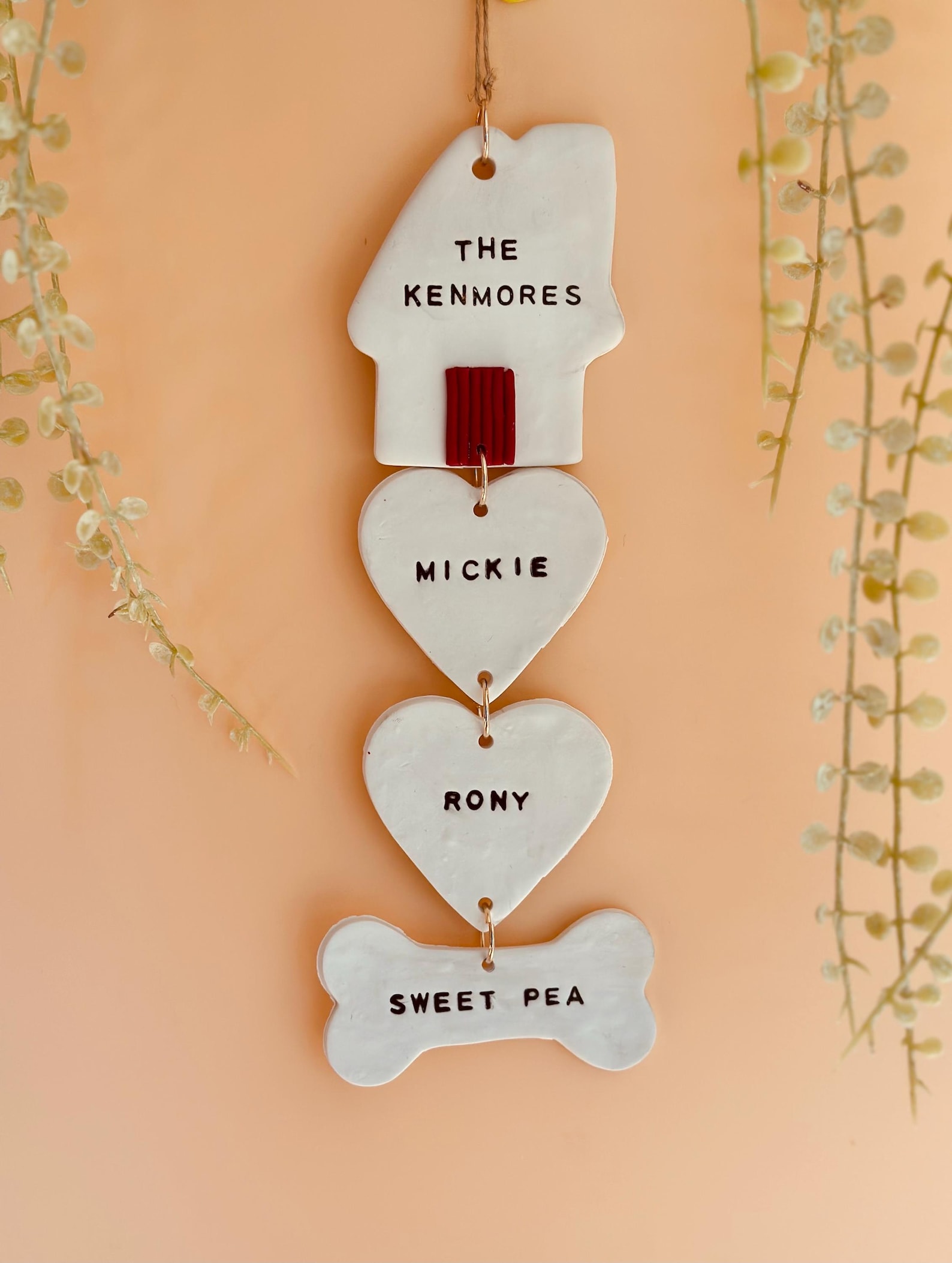 Personalized Clay Family Wall Hanging | Handmade House & Heart Name Plaque | Family Gift