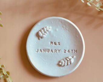 Personalized Clay Ring Dish: Engagement and Birthday Gift or Bridal Shower