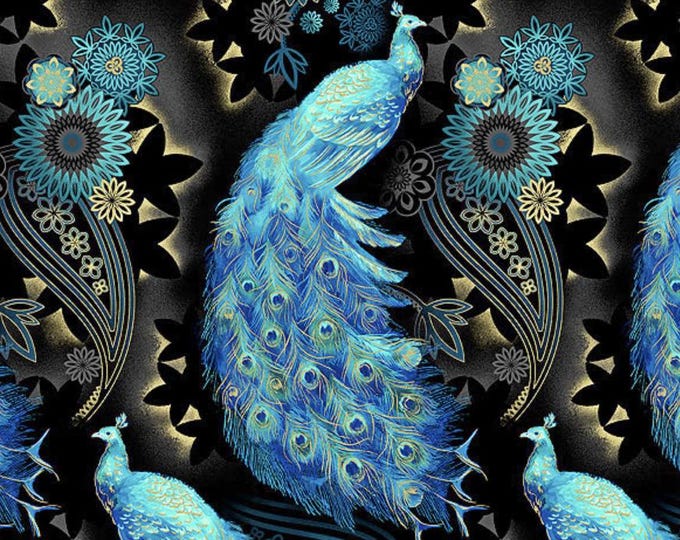 Magnificent Peacock – Peacock Dance in Azure & Gold Metallic Q4