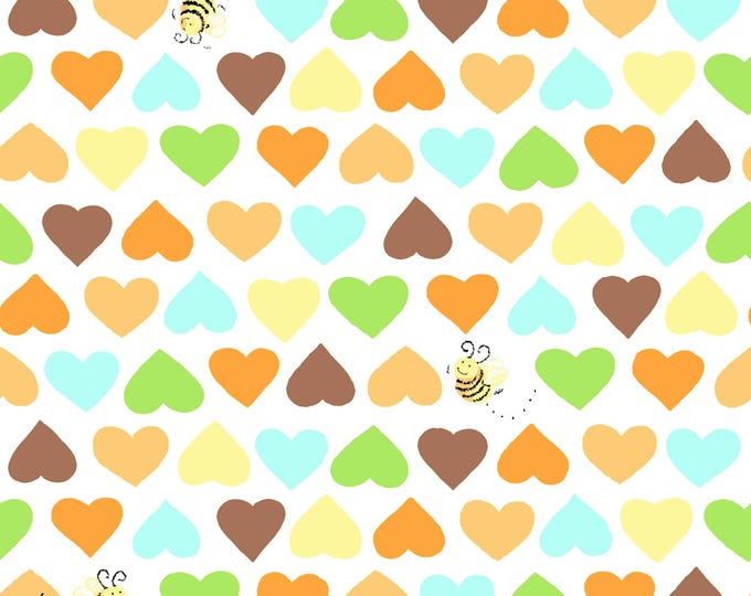 Clothworks Susybee Fabric Hearts & Bees SB20208-330
