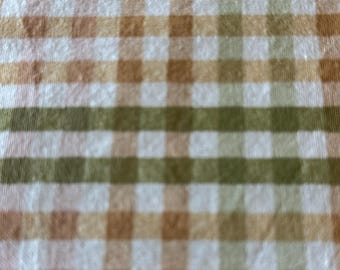 Olive & Tan Gingham Check Fabric 378