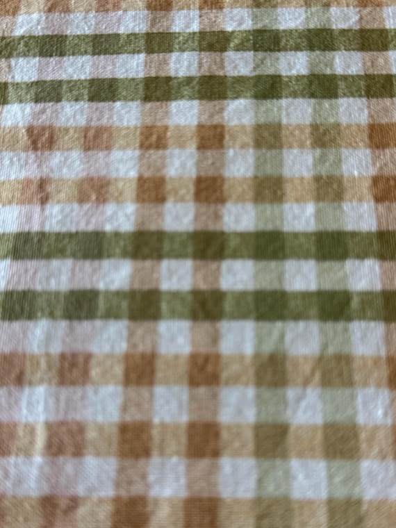 Olive & Tan Gingham Check Fabric 378