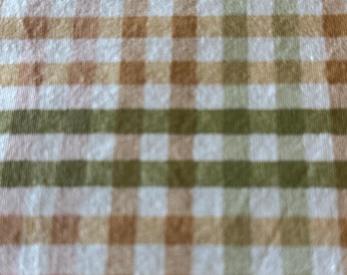 Olive & Tan Gingham Check Fabric 378