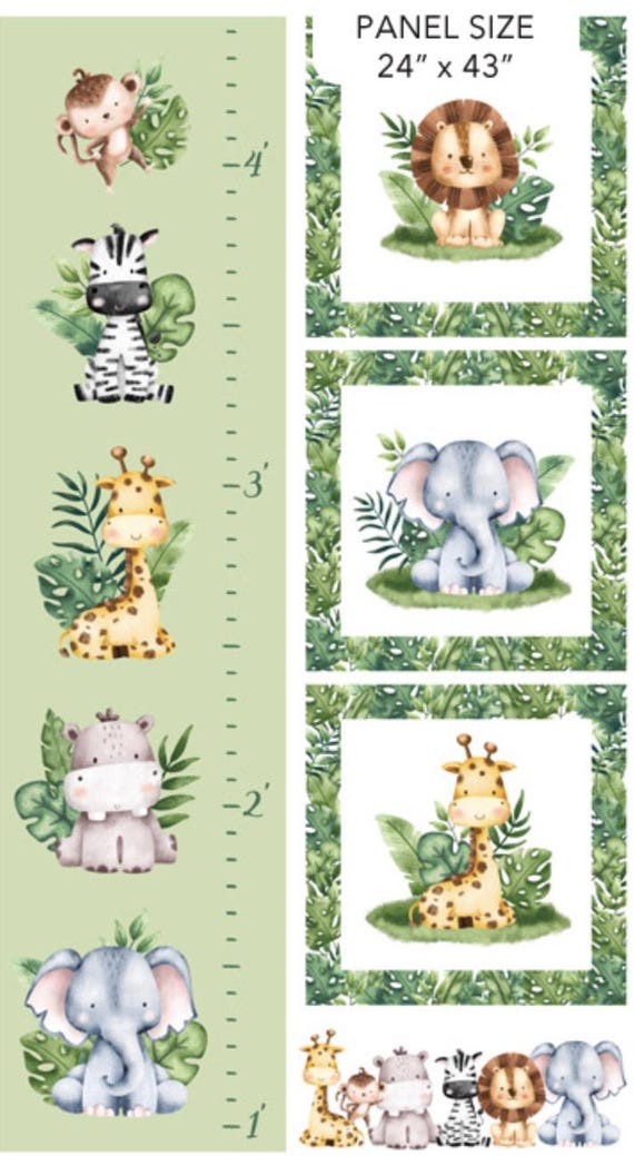 Grow Chart Panel Fabric Wee Safari Northcott 25648-10