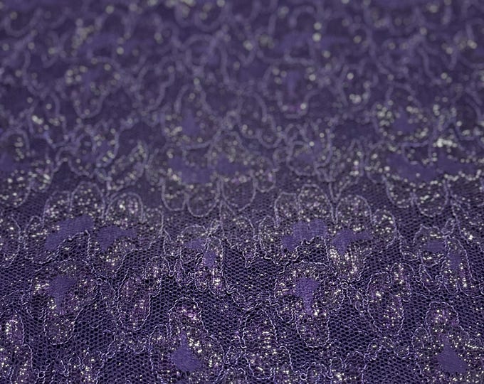 Purple Sparkle Floral Lace Fabric  Artvale  339B