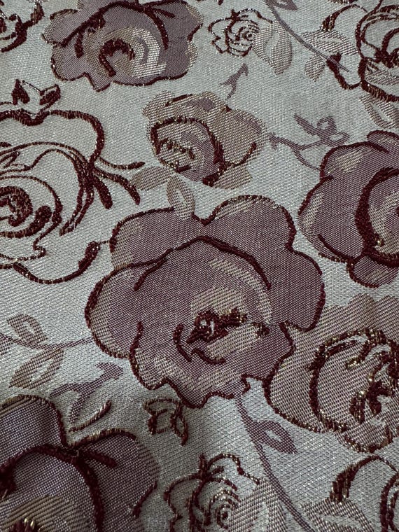 Rose Jacquard Upholstery Fabric – Metallic Floral Brocade 217B