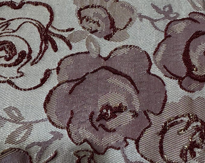 Rose Jacquard Upholstery Fabric – Metallic Floral Brocade 217B