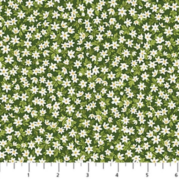 Northcott Fabric Bear's Den 27627-72 Flowers Lt Green