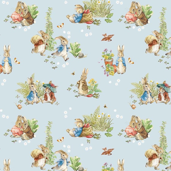 Peter Rabbit & Benjamin Bunny fabric collection by Riley Blake Designs C17250-Blue