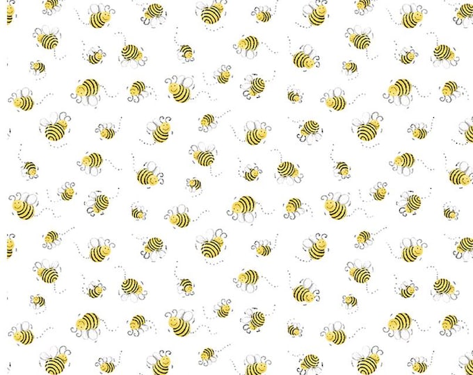 Clothworks Susy Bees White SB20197-100