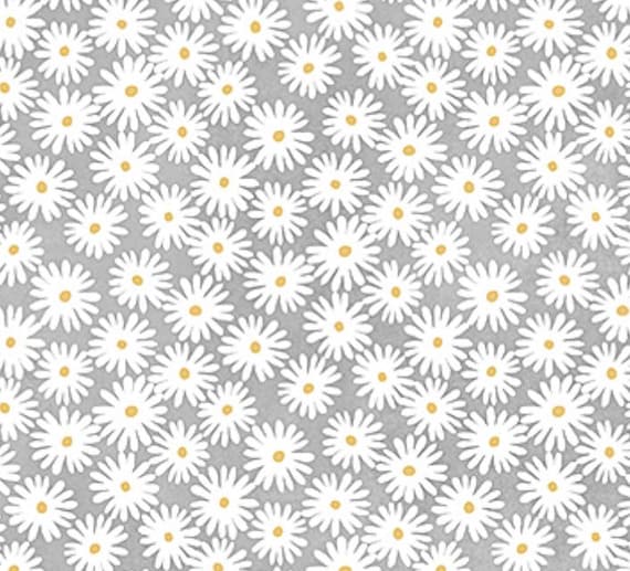 Northcott Sunny Safari Daisies Fabric Gray – 27767-91 – Floral Fabric
