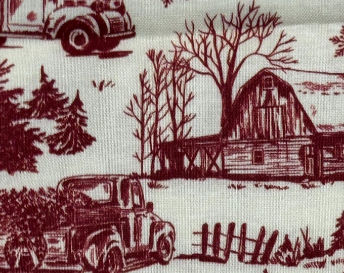 Vintage Country Christmas – Red Farm Toile Print 203
