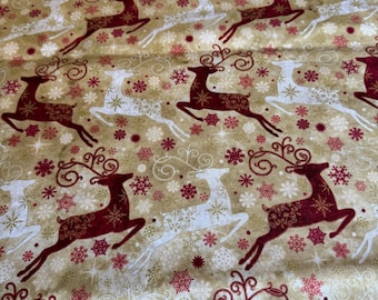 Stonehenge Reindeer Prance – Holiday Fabric by Deborah Edwards for Northcott 160