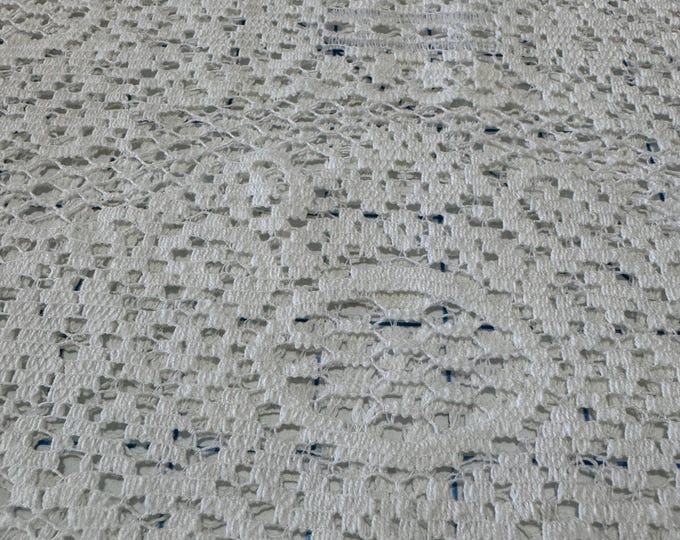 White Textured Lace Fabric – Open Weave Floral Pattern 232B