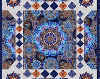 Twilight Magic Carpet Quilt Kit – Bohemian Medallion Quilt – QT Fabrics Throw Quilt Kit – Star Quilt – Colorful Boho Decor