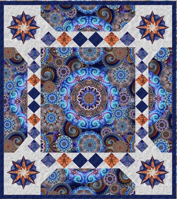 Twilight Magic Carpet Quilt Kit – Bohemian Medallion Quilt – QT Fabrics Throw Quilt Kit – Star Quilt – Colorful Boho Decor