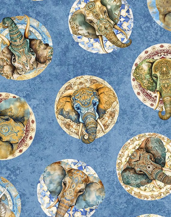 Kindred Spirits – Elephant Medallions in French Blue Q3