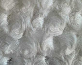 4” Wide White Swirled Faux Fur Trim