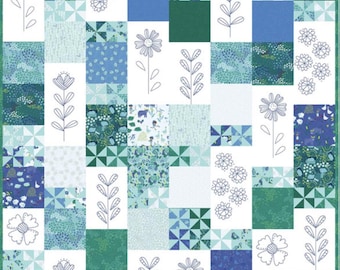 Isla Quilt Kit — Little Boy Blue Fabric Quilt Kit with Embroidery USB