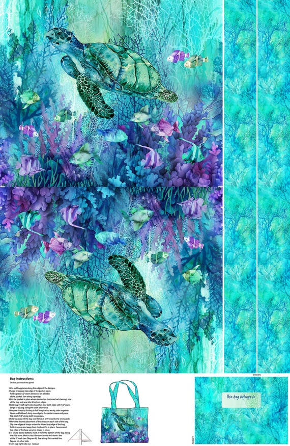 Northcott  c28885-66 Coral Reef Canvas Bag Panel