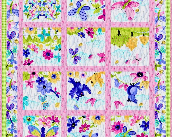 Flutter the Butterfly Storybook Quilt Kit in Pink
