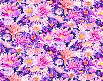 Clothworks Dragonfly Days Collection - Packed Lilies – Light Eggplant - Y3754-44