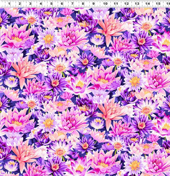 Clothworks Dragonfly Days Collection - Packed Lilies – Light Eggplant - Y3754-44