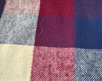 Plaid Flannel Fabric – Navy, Burgundy & Cream Check 219B