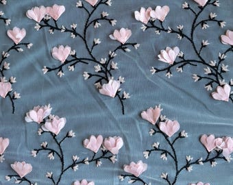 3D Embroidered Blossom Mesh – Soft Elegance Collection 169B