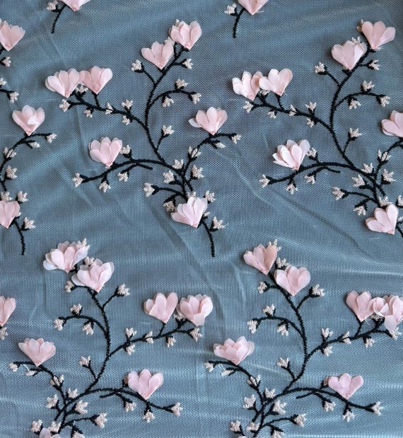 3D Embroidered Blossom Mesh – Soft Elegance Collection 169B