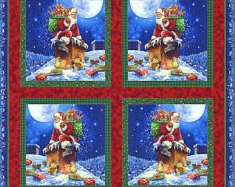 Checking It Twice – Santa Blocks Fabric Panel  Q1