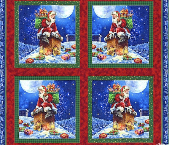 Checking It Twice – Santa Blocks Fabric Panel  Q1