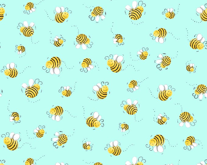 Clothworks SusyBee Susy Bees SB20197-930 Aqua