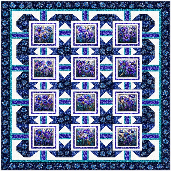 Glass Garden Throw Quilt Top – 61” x 78”