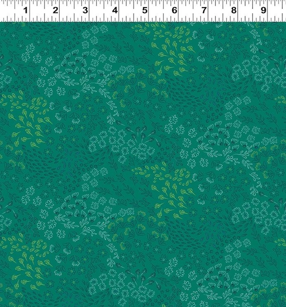 Clothworks Y4642-22 - Little Boy Blue Mini Floral Fabric – Dark Green Nursery Cotton